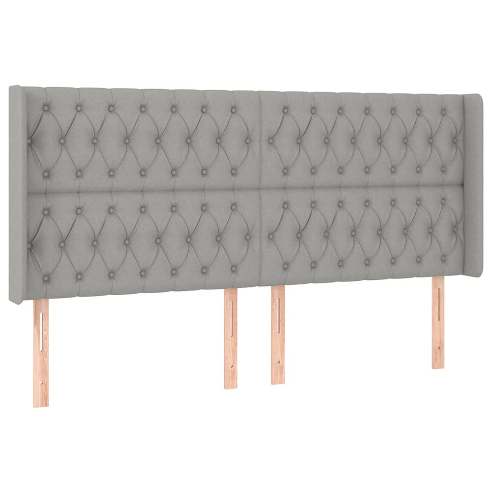 vidaXL Wingback Headboard Light Gray 203x16x118/128 cm Fabric