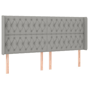 vidaXL Wingback Headboard Light Gray 203x16x118/128 cm Fabric