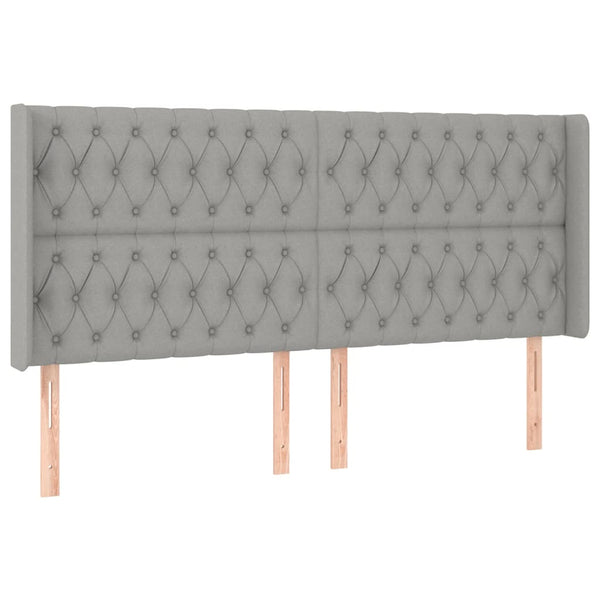 vidaXL Wingback Headboard Light Gray 203x16x118/128 cm Fabric