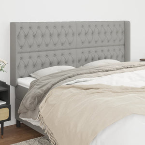 vidaXL Wingback Headboard Light Gray 203x16x118/128 cm Fabric