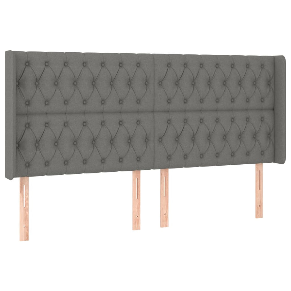 vidaXL Wingback Headboard Dark Gray 203x16x118/128 cm Fabric