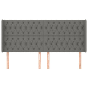 vidaXL Wingback Headboard Dark Gray 203x16x118/128 cm Fabric