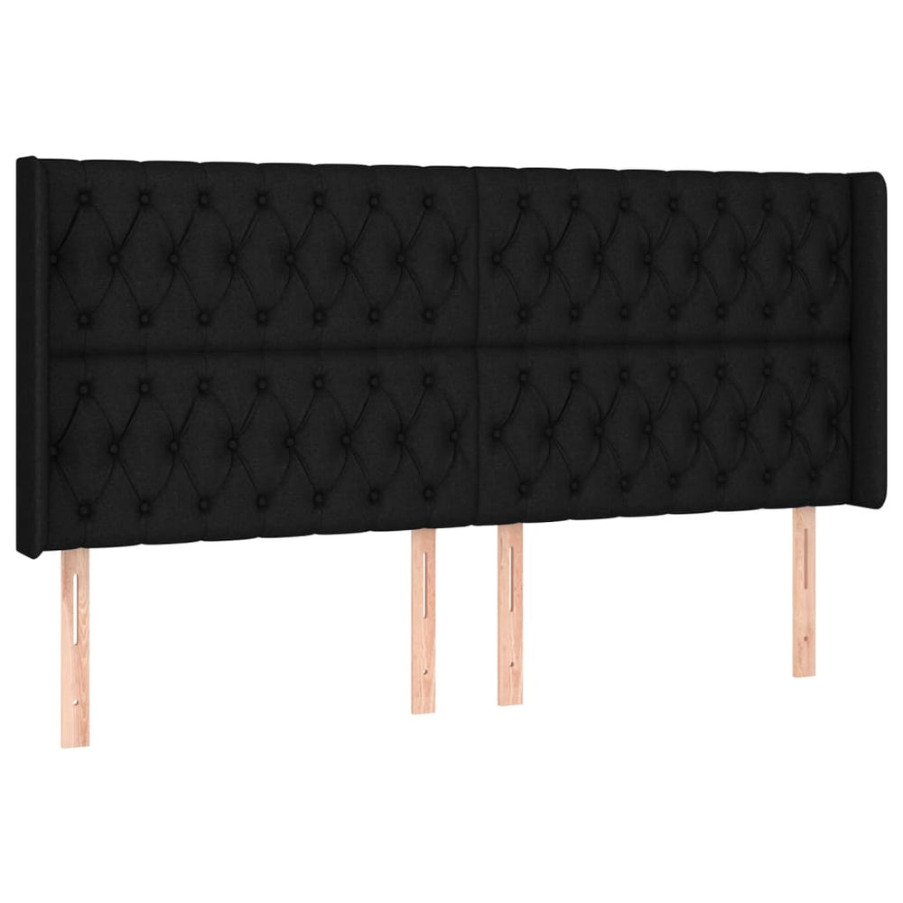 vidaXL Wingback Headboard Black 203x16x118/128 cm Fabric