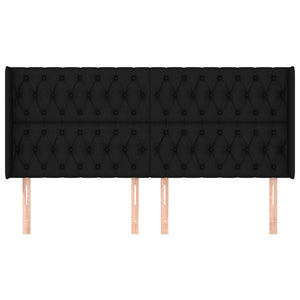 vidaXL Wingback Headboard Black 203x16x118/128 cm Fabric