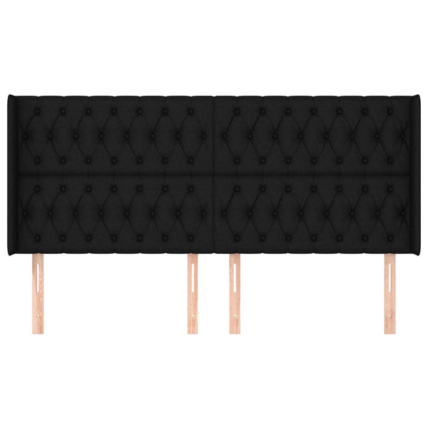 vidaXL Wingback Headboard Black 203x16x118/128 cm Fabric