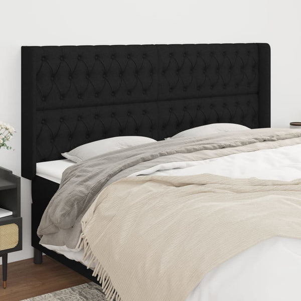 vidaXL Wingback Headboard Black 203x16x118/128 cm Fabric