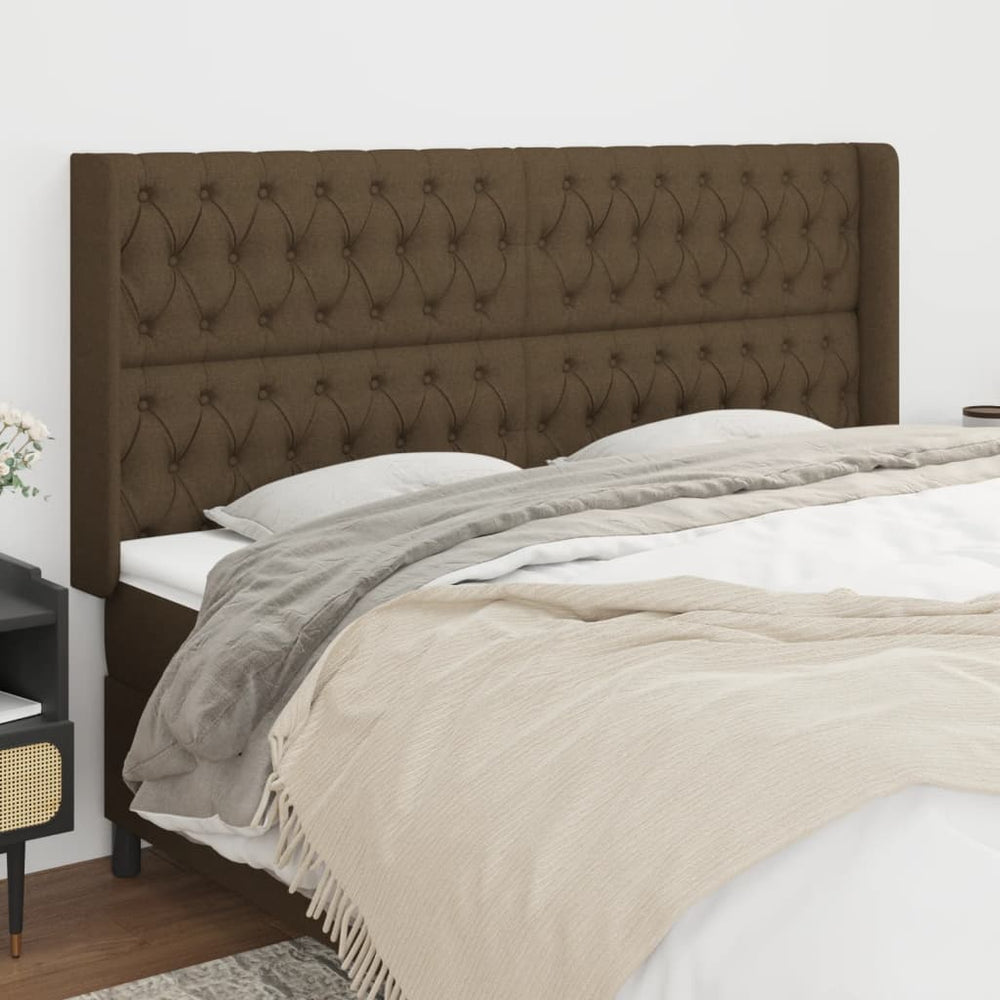vidaXL Wingback Headboard Dark Brown 203x16x118/128 cm Fabric