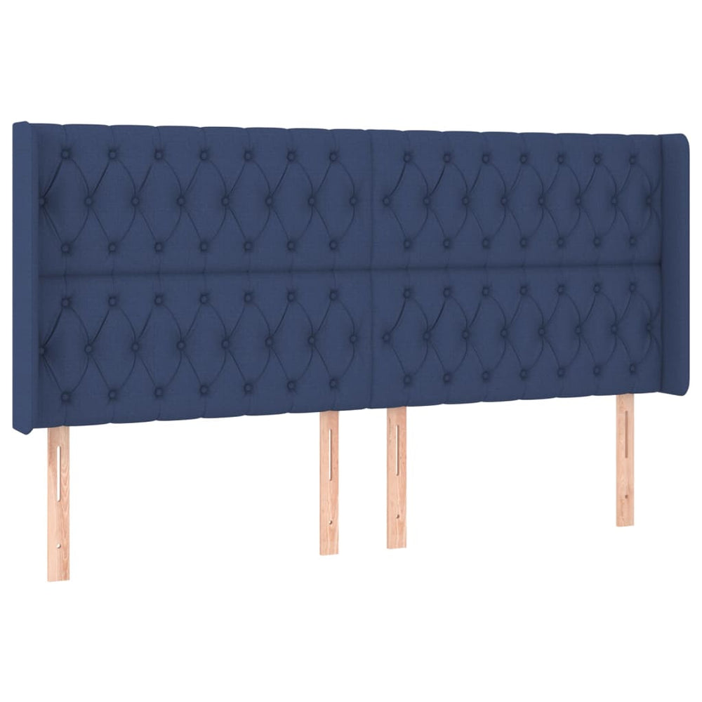 vidaXL Wingback Headboard Blue 203x16x118/128 cm Fabric