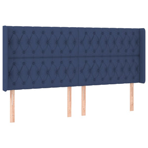 vidaXL Wingback Headboard Blue 203x16x118/128 cm Fabric