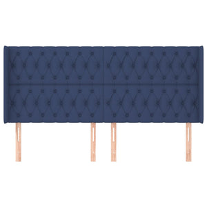 vidaXL Wingback Headboard Blue 203x16x118/128 cm Fabric
