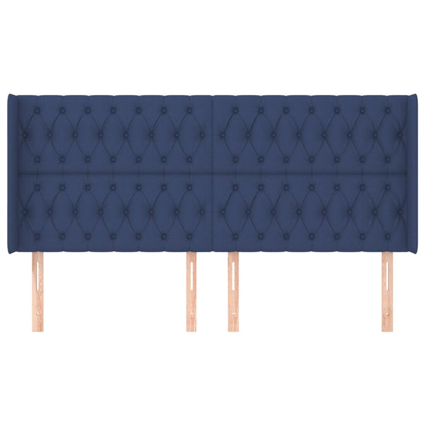 vidaXL Wingback Headboard Blue 203x16x118/128 cm Fabric