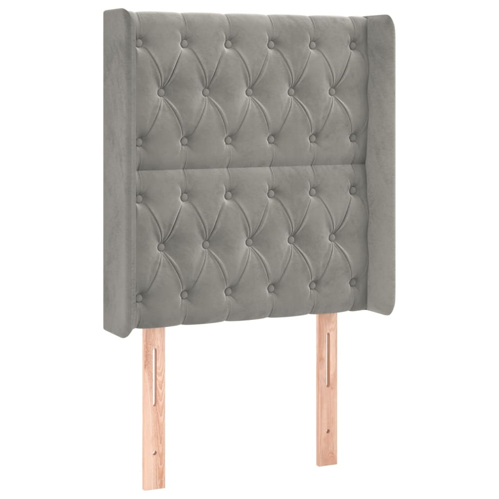 vidaXL Wingback Headboard Light Grey 83x16x118/128 cm Velvet
