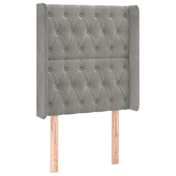 vidaXL Wingback Headboard Light Grey 83x16x118/128 cm Velvet