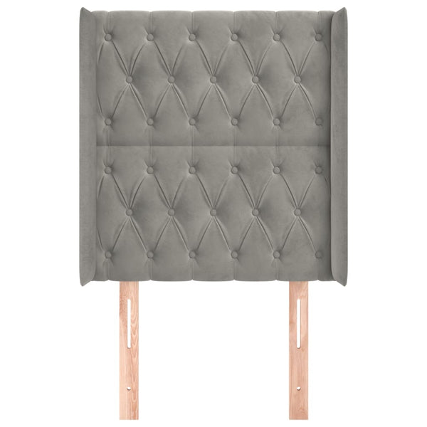 vidaXL Wingback Headboard Light Grey 83x16x118/128 cm Velvet