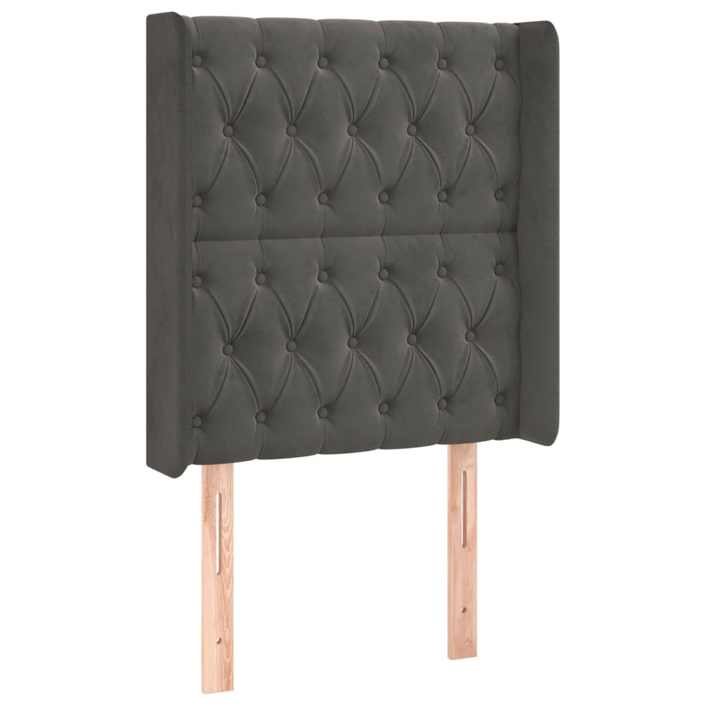 vidaXL Wingback Headboard Dark Grey 83x16x118/128 cm Velvet