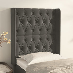 vidaXL Wingback Headboard Dark Grey 83x16x118/128 cm Velvet