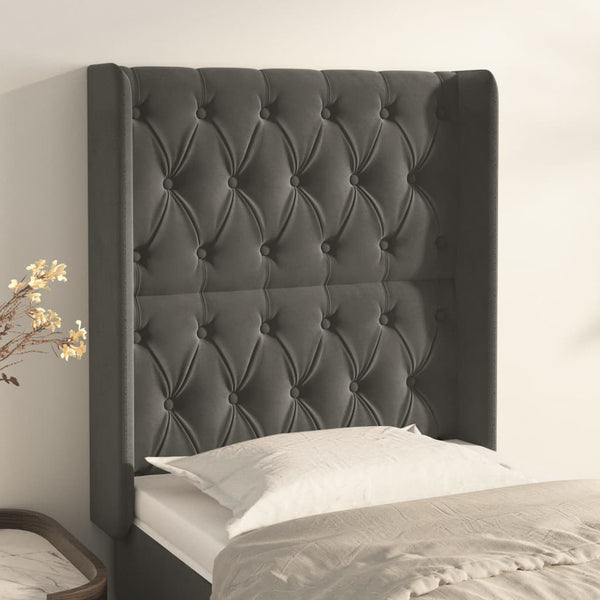 vidaXL Wingback Headboard Dark Grey 83x16x118/128 cm Velvet