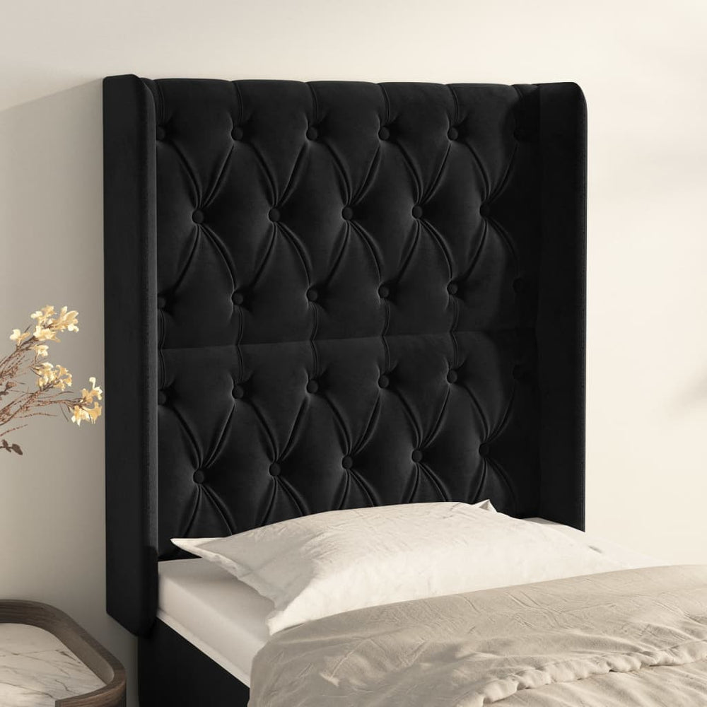 vidaXL Wingback Headboard Black 83x16x118/128 cm Velvet