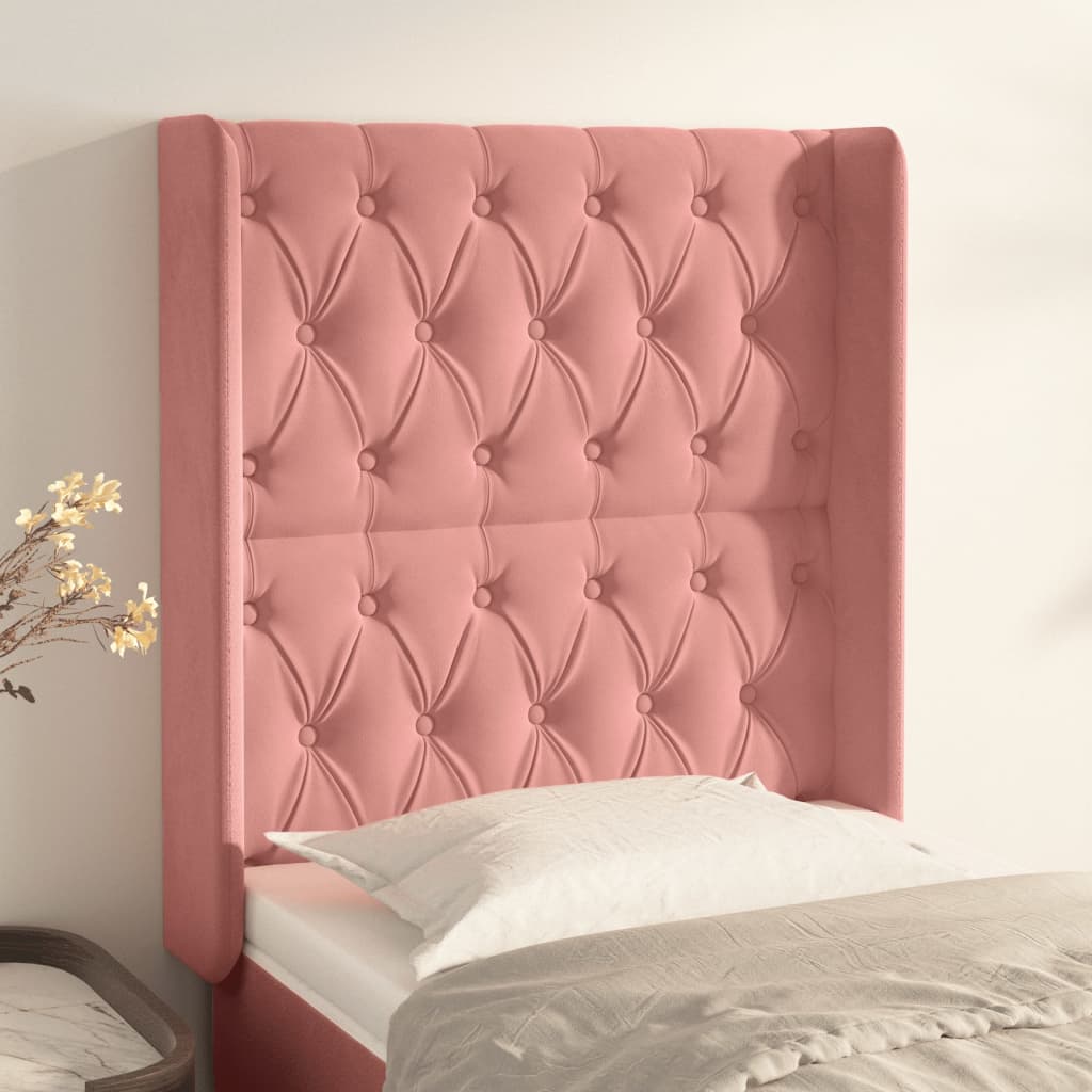 vidaXL Wingback Headboard Pink 83x16x118/128 cm Velvet
