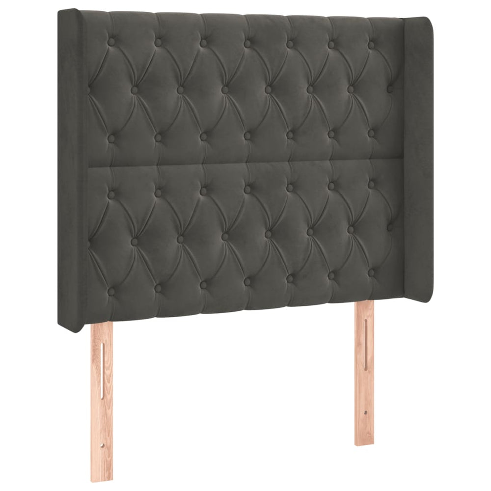 vidaXL Wingback Headboard Dark Grey 93x16x118/128 cm Velvet