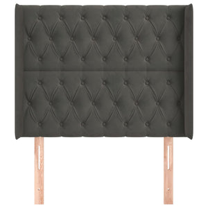 vidaXL Wingback Headboard Dark Grey 93x16x118/128 cm Velvet