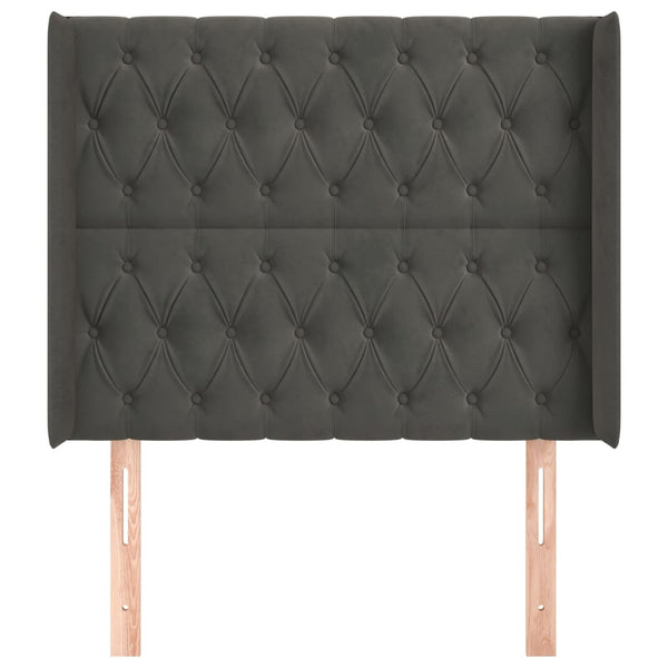 vidaXL Wingback Headboard Dark Grey 93x16x118/128 cm Velvet