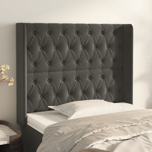 vidaXL Wingback Headboard Dark Grey 93x16x118/128 cm Velvet