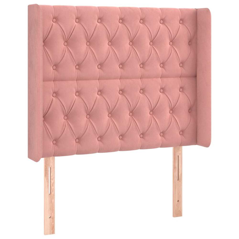 vidaXL Wingback Headboard Pink 93x16x118/128 cm Velvet