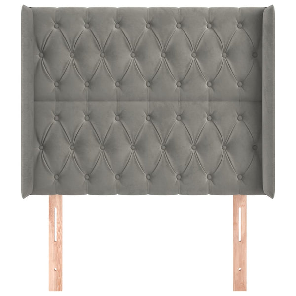 vidaXL Wingback Headboard Light Gray 103x16x118/128 cm Velvet