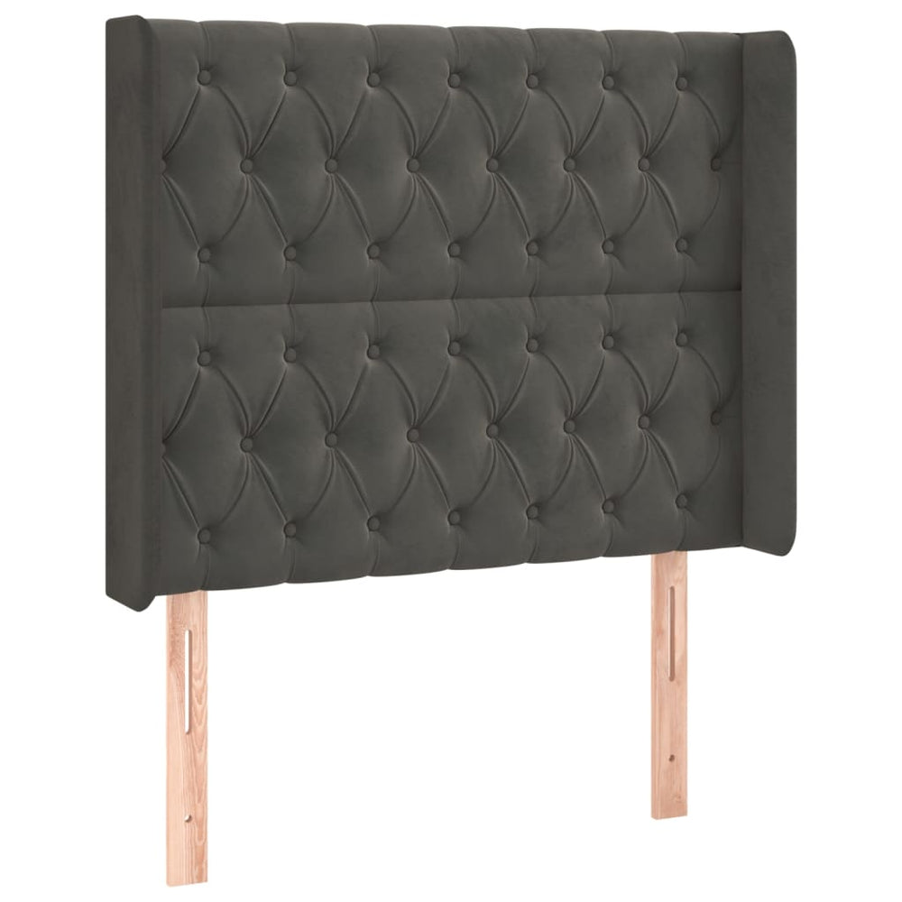 vidaXL Wingback Headboard Dark Grey 103x16x118/128 cm Velvet