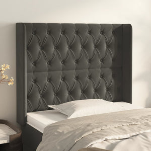 vidaXL Wingback Headboard Dark Grey 103x16x118/128 cm Velvet