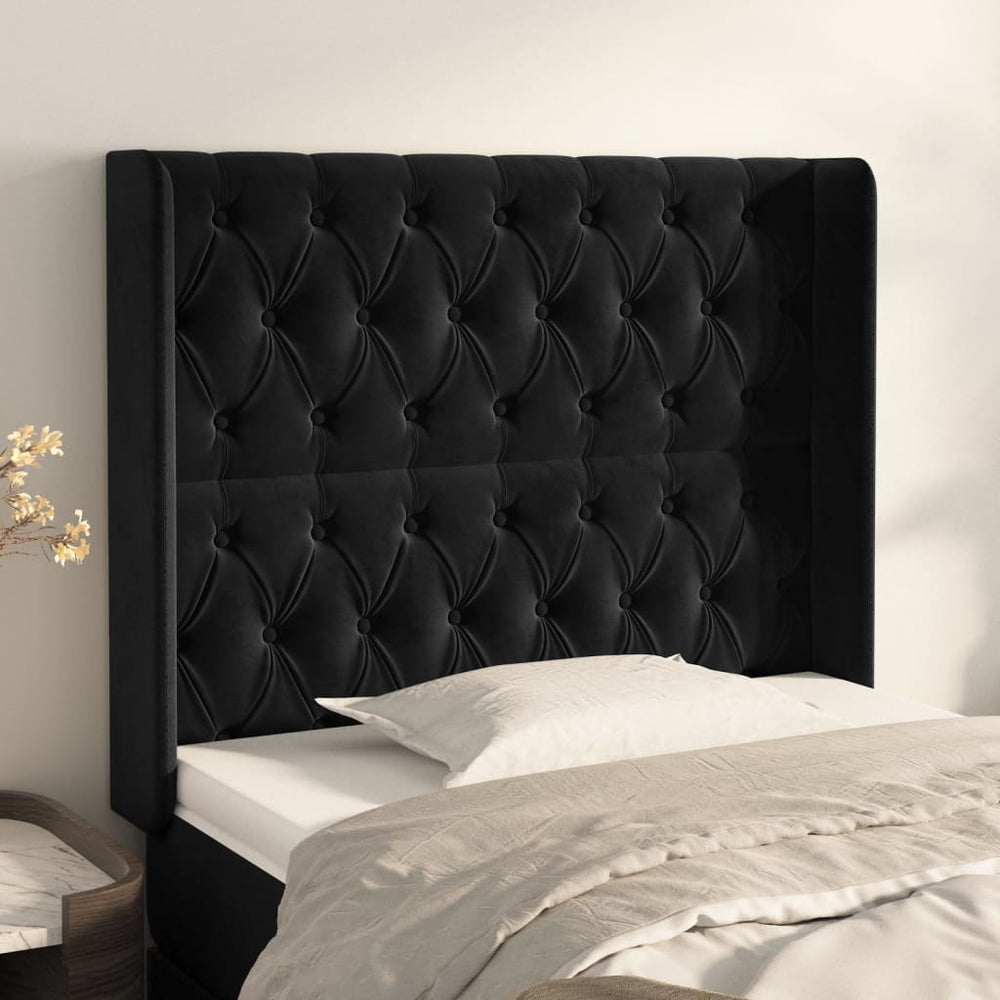 vidaXL Wingback Headboard Black 103x16x118/128 cm Velvet