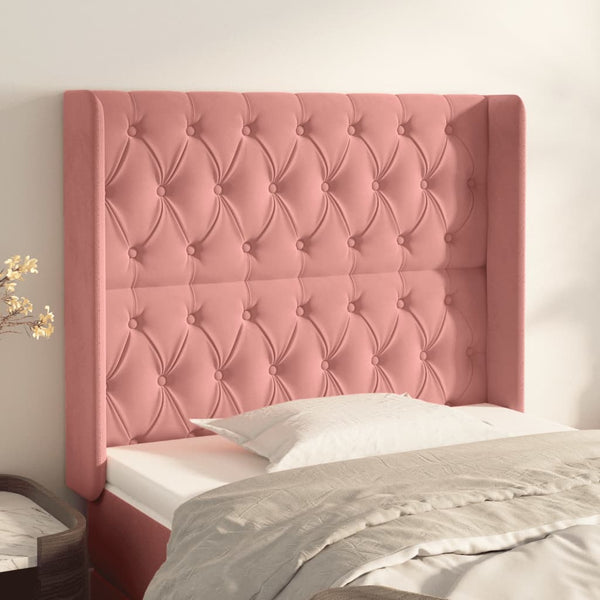 vidaXL Wingback Headboard Pink 103x16x118/128 cm Velvet