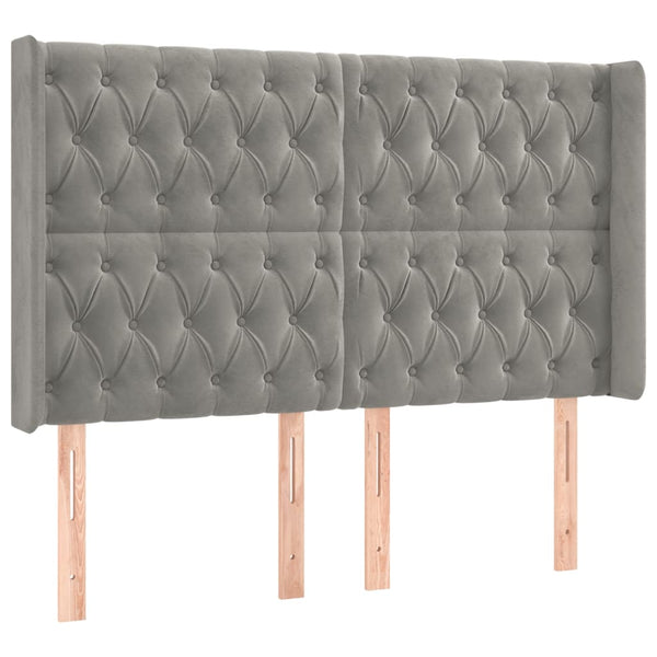 vidaXL Wingback Headboard Light Grey 147x16x118/128 cm Velvet