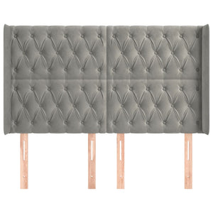 vidaXL Wingback Headboard Light Grey 147x16x118/128 cm Velvet