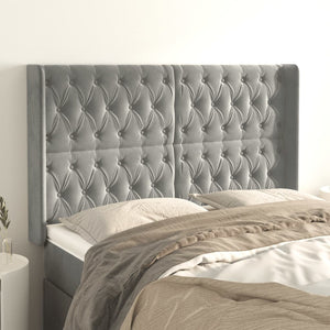 vidaXL Wingback Headboard Light Grey 147x16x118/128 cm Velvet