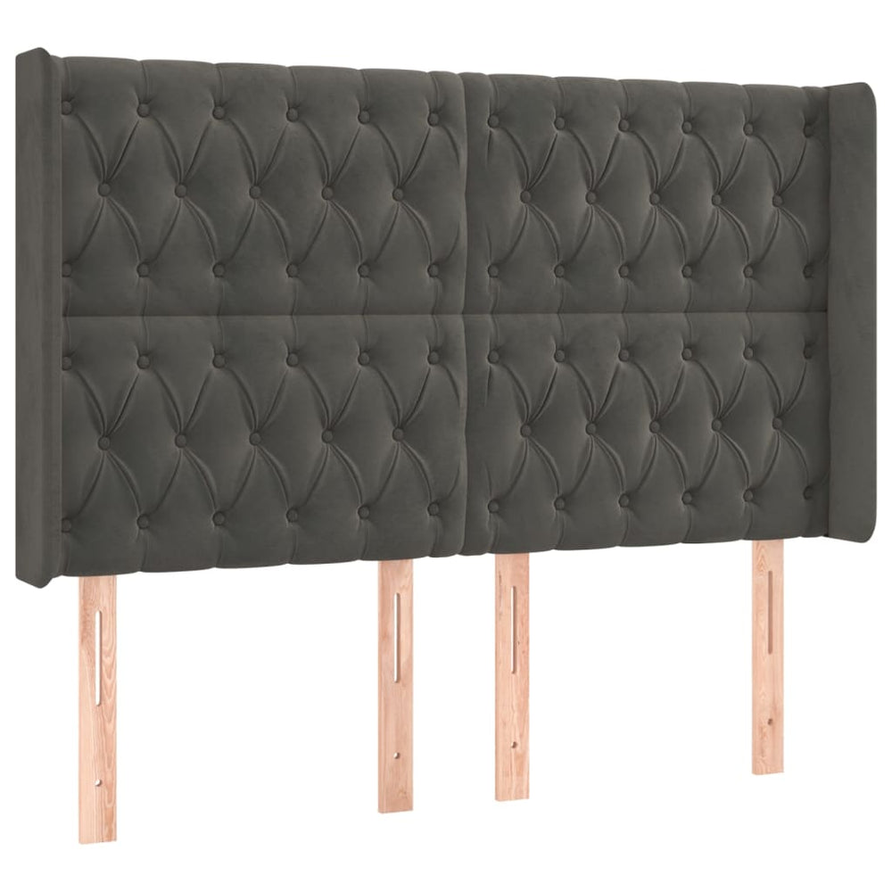 vidaXL Wingback Headboard Dark Grey 147x16x118/128 cm Velvet
