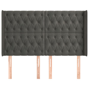 vidaXL Wingback Headboard Dark Grey 147x16x118/128 cm Velvet