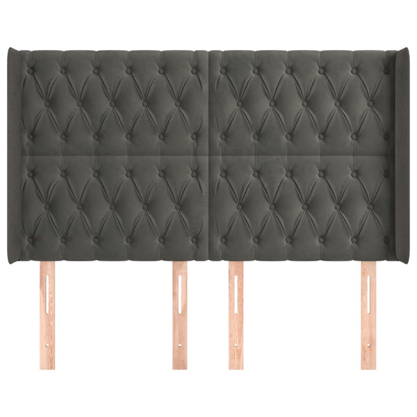 vidaXL Wingback Headboard Dark Grey 147x16x118/128 cm Velvet