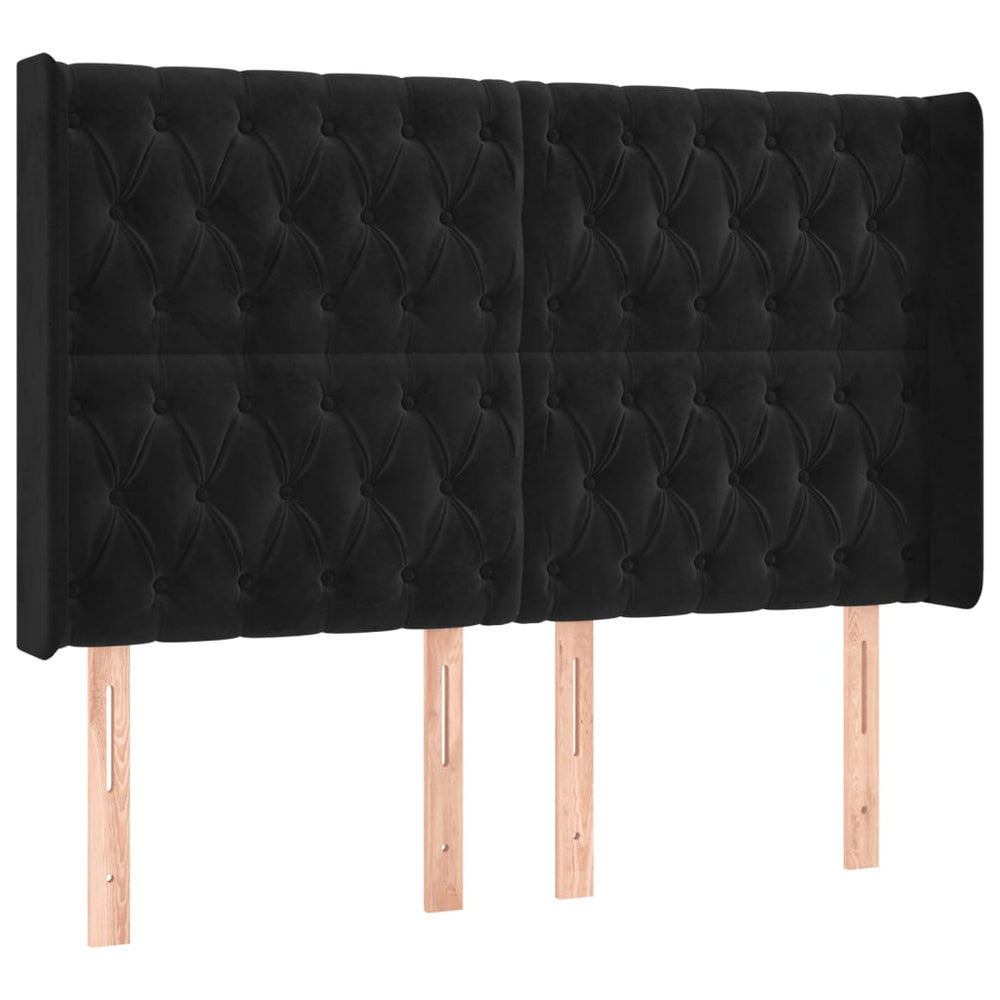 vidaXL Tufted Headboard Black 147x16x118/128 cm Velvet