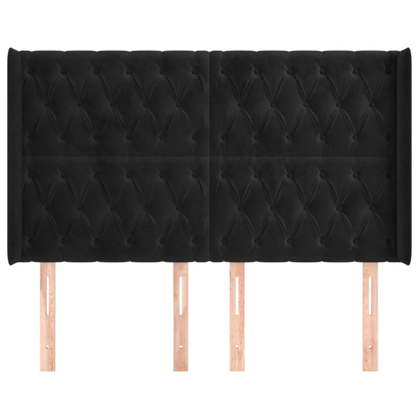 vidaXL Tufted Headboard Black 147x16x118/128 cm Velvet