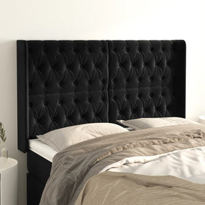 vidaXL Tufted Headboard Black 147x16x118/128 cm Velvet