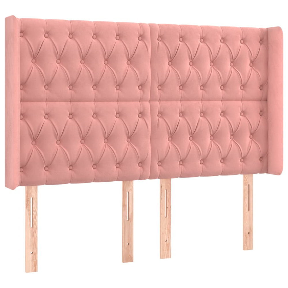 vidaXL Wingback Headboard Pink 147x16x118/128 cm Velvet