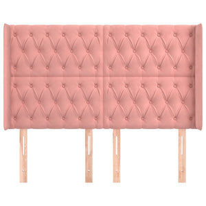vidaXL Wingback Headboard Pink 147x16x118/128 cm Velvet