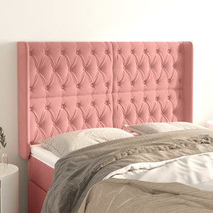 vidaXL Wingback Headboard Pink 147x16x118/128 cm Velvet