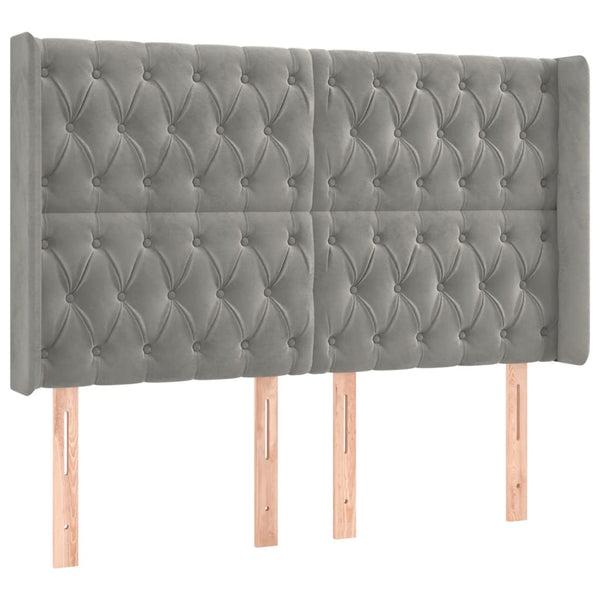 vidaXL Wingback Headboard Light Grey 163x16x118/128 cm Velvet