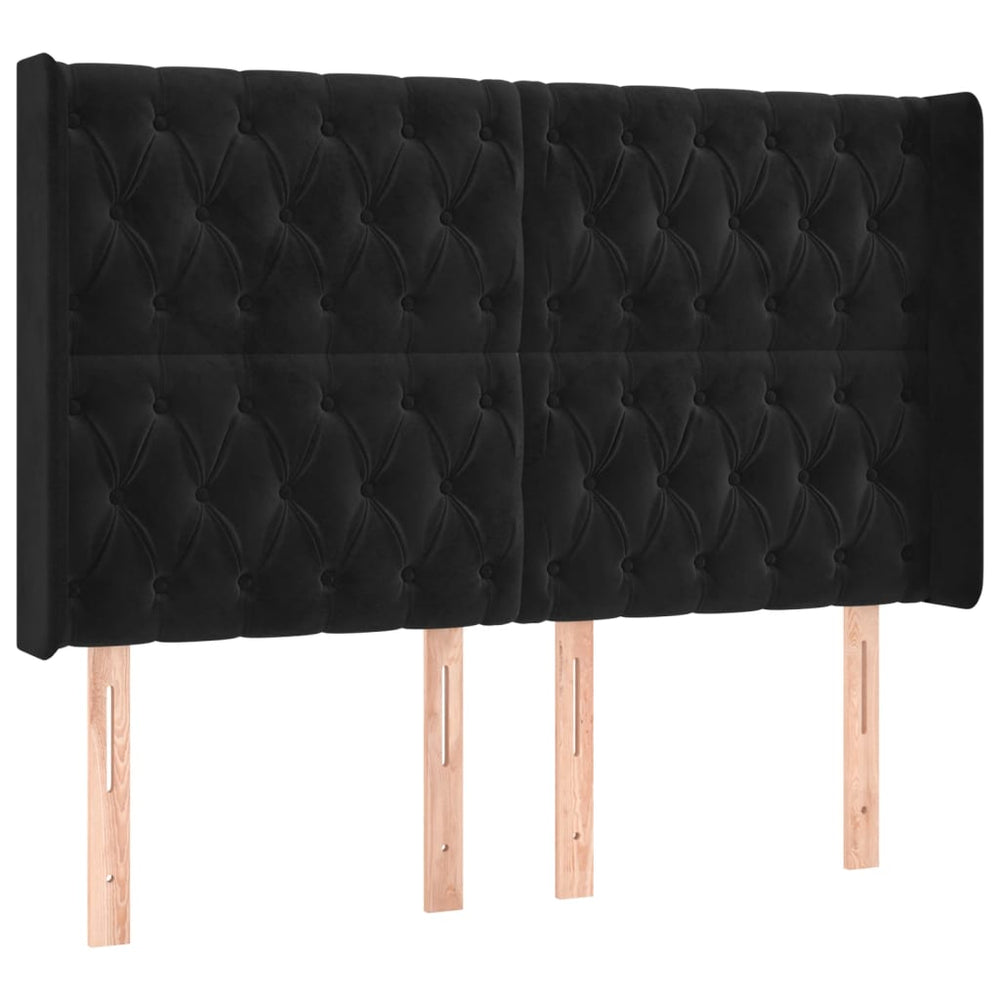 vidaXL Wingback Headboard Black 163x16x118/128 cm Velvet