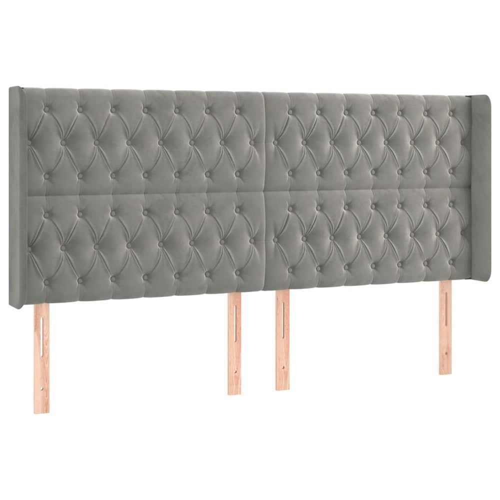 vidaXL Wingback Headboard Light Gray 183x16x118/128 cm Velvet