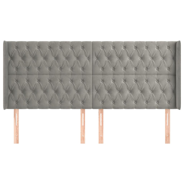 vidaXL Wingback Headboard Light Gray 183x16x118/128 cm Velvet