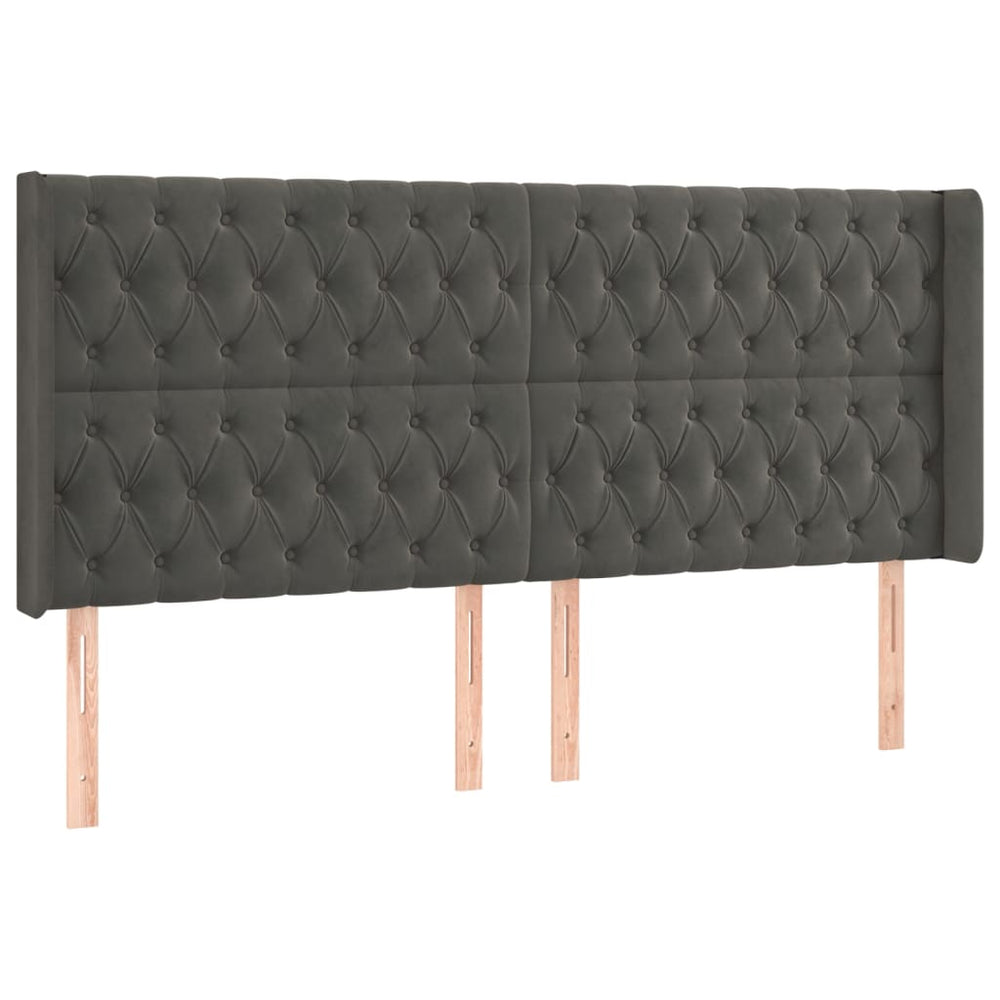 vidaXL Wingback Headboard Dark Grey 183x16x118/128 cm Velvet
